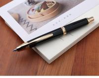 Pluma estilográfica de metal con prensa colorida A1, punta F retráctil con clip dorado/negro, convertidor de tinta, regalo de escritura para oficina y escuela - details 4