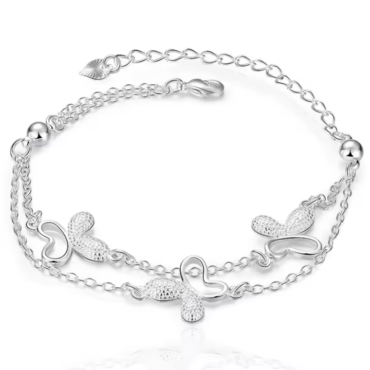 Pulsera de mariposa de Plata de Ley 925 para mujer, joyería de moda - 1