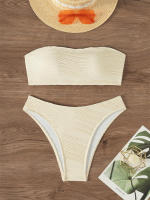 Bikini con Top de tubo para mujer, traje de baño con cordones sólidos, conjunto de Bikini Sexy con Tanga, ropa de playa de verano - details 14