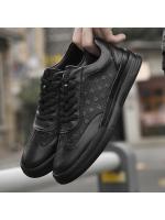 Zapatos Casuales para Hombre Auténtica Piel de Vaca, Baja Altura, Negro Puro, Moda, Zapatillas Deportivas - details 0