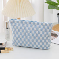 Bolso De Maquillaje Aesthetic De Cuadros Organizador De Cosméticos Para Viajes Bolsa De Almacenamiento Para Mujeres Con Cierre De Cremallera - details 6