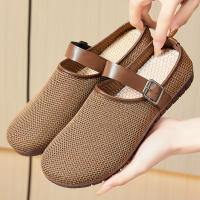 Nuevos zapatos de verano retro para mujer Sandalias de suela suave, zapatillas de exterior, media pantuflas con cabeza de pan de malla voladora - details 4