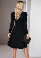 Elegante V-cuello Vestido para Mujer Color Sólido de Alta Calidad Estilo Retro Casual Moda Femenina - details 12