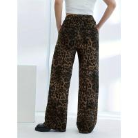 Pantalones de mujer con estampado de leopardo, pierna recta, cintura alta, XXL, cómodos, elásticos, tres informales - details 3