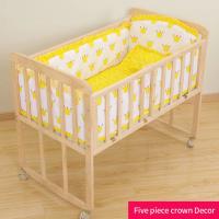 Parachoques de algodón puro para cuna de bebé, juego de almohada de 120x60cm, Kit de ropa de cama infantil, 5 uds. - details 5