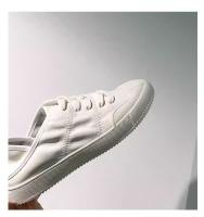 Primavera nuevos zapatos blancos de cuero para mujer, el verano delgado puede pisar el talón, zapatos casuales planos. - details 28