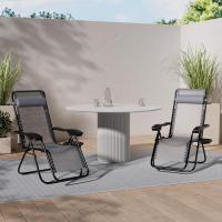 Set de 2 Sillas de Jardín Plegables Silla de Gravedad Cero Reclinable con Soporte para Bebidas y Reposacabezas Extraíble Carga Máxima 120kg Negro - details 34