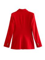 TRAFZA-traje elegante de manga larga para mujer, traje con cuello, Bolsillo falso, decorado, Color sólido, estilo callejero, prendas de vestir exteriores informales - details 12