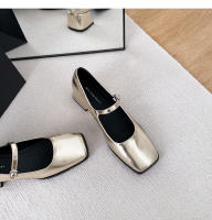 Zapatos sencillos con punta cuadrada y tacón grueso de nuevo estilo, zapatos plateados de tacón medio para mujer - details 23