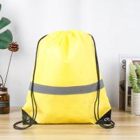 Mochila de gimnasio con cordón y rayas reflectantes, bolso de hombro deportivo de nailon impermeable de poliéster 210D, bolso de Fitness plegable portátil - details 9