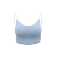 Tops cortos sexis para mujer, sujetador deportivo de seda helada para verano, chaleco con tirantes finos, Top para mujer, sujetador incorporado, camisola sin mangas con hombros descubiertos - details 5