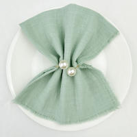 Servilletas de Algodón Tejido Juego de 10/20/50pcs en Verde Menta Ideal para Decoración de Bodas - details 5