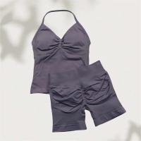 Conjunto de Yoga sin Costuras para Mujer Tanga Largas con Cordones Ropa de Gimnasio de Verano - details 17