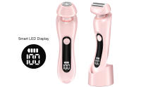 Afeitadora eléctrica 2 en 1 para mujer, recortadora de bikini de doble cabezal para mujer, maquinilla de afeitar eléctrica recargable para bikini, axila, pierna, brazo, cuerpo, cara, área privada, uso húmedo y seco, recortadora de vello corporal - details 1