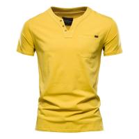 Camisetas informales de algodón para hombre del día del padre, camiseta clásica con cuello en V de Color sólido, camisetas de manga corta de alta calidad para hombre - details 3
