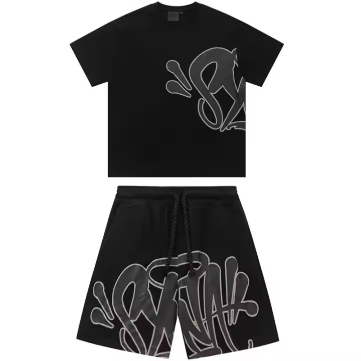 Conjunto de camiseta y pantalones cortos de hip hop para hombre, chándales de verano - 1