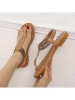 Sandalias de punta para mujer, nuevo estilo 2025, estilo étnico bohemio, combinación de colores simple, zapatos romanos de viaje retro - details 3