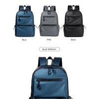 Mochila de 14 pulgadas para hombre Mochila de viaje de gran capacidad Color sólido - details 10
