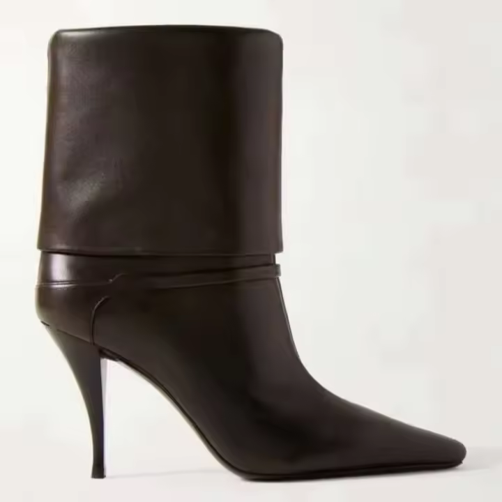 2024 Botas de ante occidentales de otoño con tacón de aguja minimalista y tacón de gatito con logotipo para mujer - 1