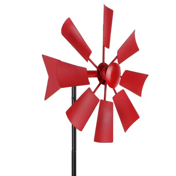 Molino de viento giratorio de hierro forjado de Metal Pastoral, 3 colores, Estaca de jardín moderna, molino de viento Retro, juguetes para exteriores - 1