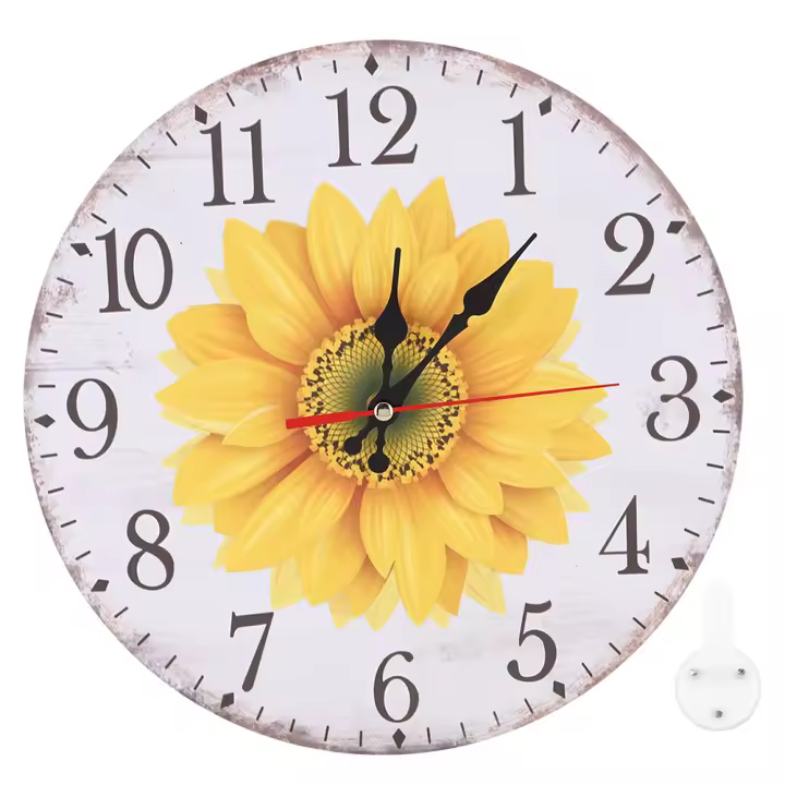 Reloj colgante de pared con patrón de girasol para decoración del hogar, oficina y sala de estar, estilo elegante, 30cm - 1