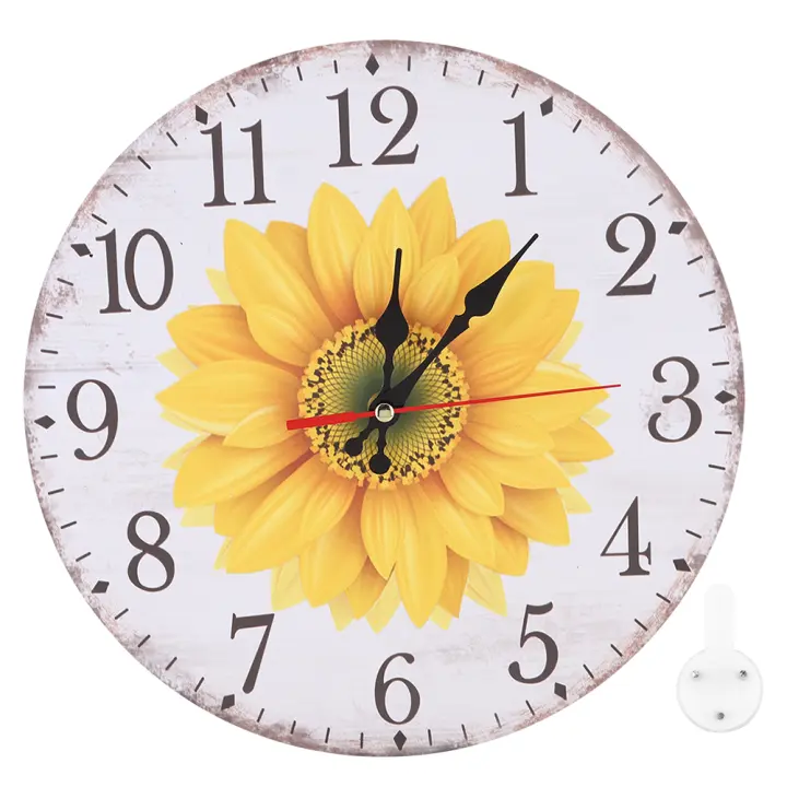 Reloj colgante de pared con patrón de girasol para decoración del hogar, oficina y sala de estar, estilo elegante, 30cm - 1