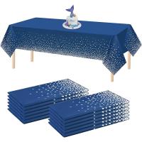 Mantel desechable de plástico, cubierta rectangular para mesa de fiesta, azul, dorado, impermeable, suministros de Decoración de cumpleaños y boda - details 0