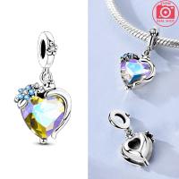 Dijes Originales de Plata 925 con Forma de Corazón de Gato y Flor, Compatibles con Pulseras de Plata 925 para Mujer, Regalos para Hacer Joyas - details 0