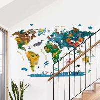 Pegatinas de Mapa Mundial de Dibujos Animados Autoadhesivas Vinílicas para Decoración de Pared de Habitación de Niños y Clase - details 4