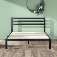 Cama 90x190 cm - Altura 36 cm con almacenaje debajo de la cama - Estructura de cama de plataforma de metal con cabecero - Negro - details 18
