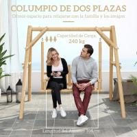Columpio de Jardín de Madera Equilibrio de 2 Plazas con Bandejas Laterales - details 2