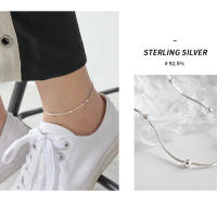 S Pure INS Cadena de hueso de serpiente con cuentas redondas simples, tobillera para mujer, joyería de pie de plata versátil con personalidad - details 4
