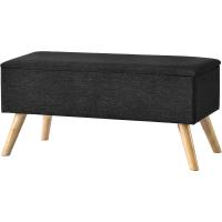 Pie Tapizado Banqueta con Almacenamiento Asiento Abatible hasta 150 kg MDF/Poliéster Patas de Madera 79 x 40 x 40 cm Gris Oscuro - details 8