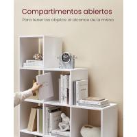 Librería con 10 Cubos, Estantería para Libros con Compartimentos Abiertos, Decoraciones, Fotos, Plantas, Salón, Dormitorio, Estudio, 29 x 129,5 x 129,5 cm, Marrón Rústico - details 27