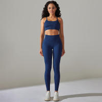 Conjunto de dos piezas para mujer, leggings de gimnasio de cintura alta, top corto, tres tops de Fiess, ropa deportiva con lavado ácido - details 41