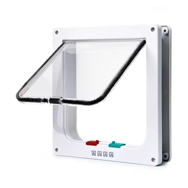 Puerta con solapa para perros y gatos pequeños, diseño Simple inteligente, 4 tamaños, Material ABS, 4 vías de entrada y salida, suministros para mascotas - 1