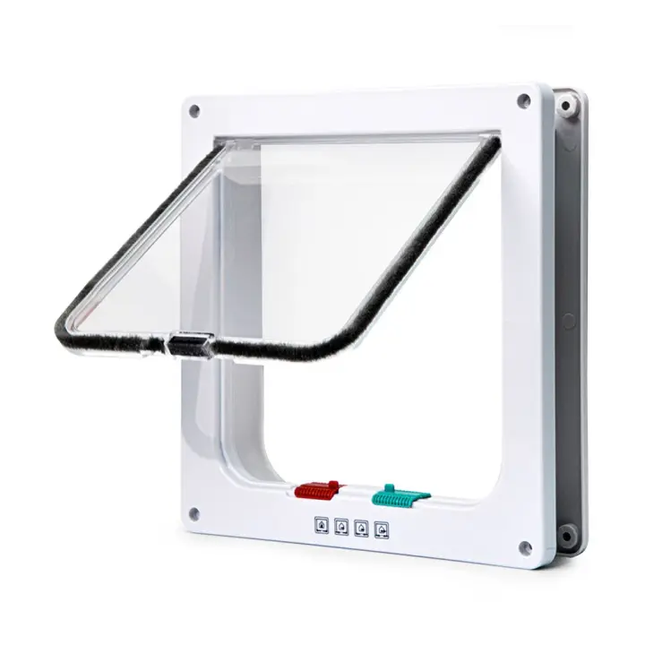 Puerta con solapa para perros y gatos pequeños, diseño Simple inteligente, 4 tamaños, Material ABS, 4 vías de entrada y salida, suministros para mascotas - 1