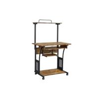 Mesa de Escritorio Industrial Rústica Soporte de Monitor 2 Ojales para Cables/Gancho Marrón - details 8