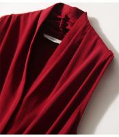 Vestido de Verano de Moda Top de Cuello Colgante para Mujer de Línea A Francesa sin Mangas de Color Sólido - details 9