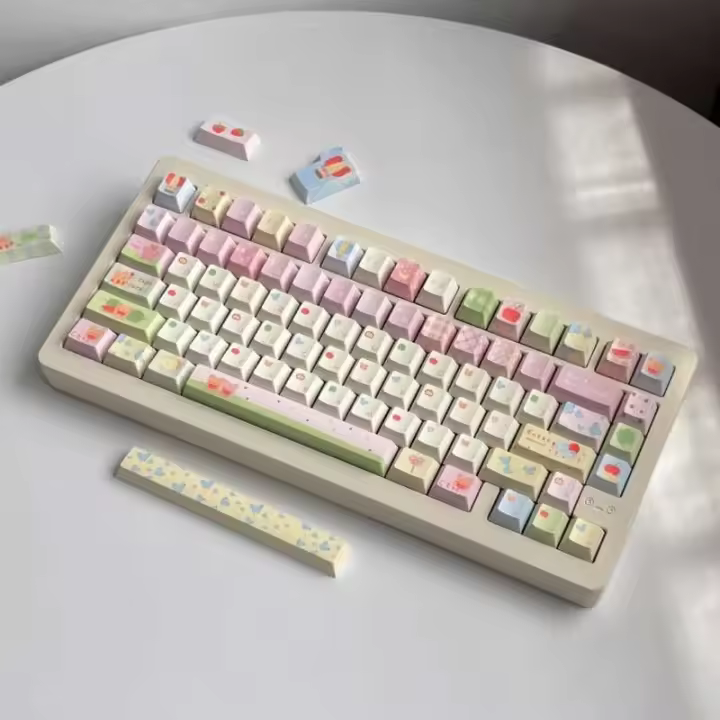 Juego de sombrero de teclado con tema de verano Little Bear, sublimación PBT, perfil Cherry MOA, para teclado Nical, teclas personalizadas DAS - 1