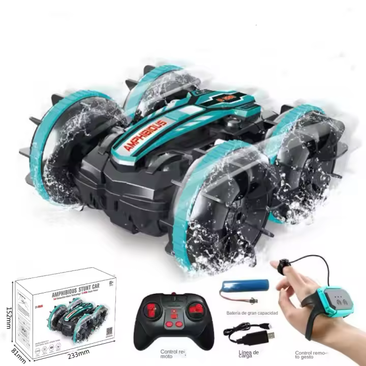 Nuevo Coche teledirigido 2,4G, Acuático y Terrestre, Doble Cara, Acrobático, Juguete Eléctrico para Niños - 1