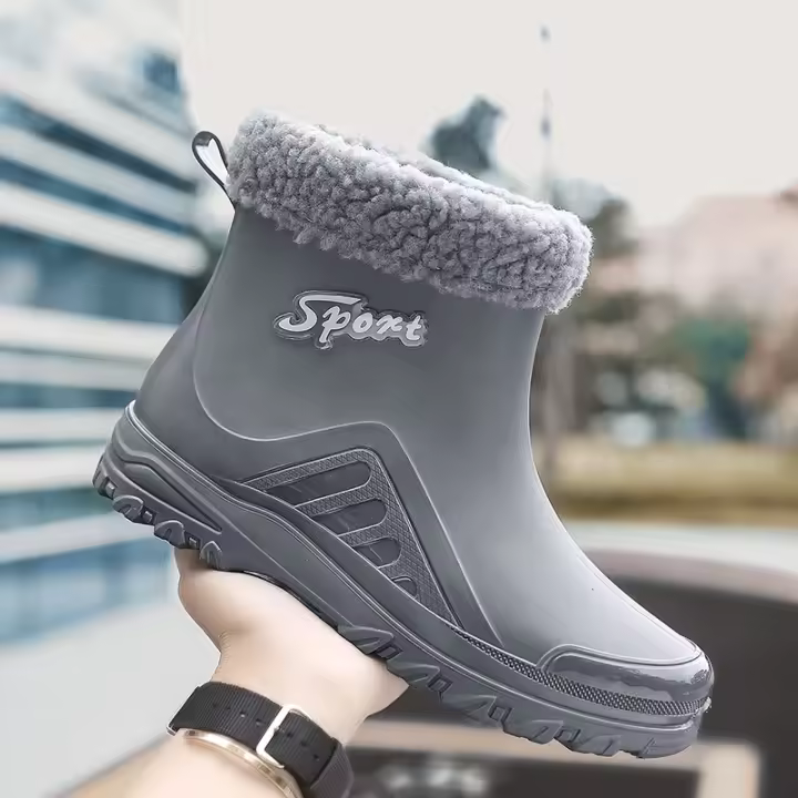 Botas de lluvia para hombre, botas desnudas a la moda, zapatos antideslizantes para trabajo de Chef, zapatos de pesca de goma impermeables y duraderos, zapatillas de deporte para hombre 2023 - 1