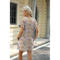 BUNO-2025 Camiseta holgada de manga corta para mujer, vestidos estampados con bolsillos y cuello redondo - details 40