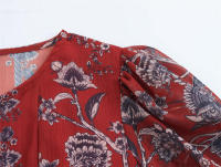 Blusa de Mujer OUWU 2025 Cuello Redondo, Manga Abombada, Estampado Floral, Botones - details 3
