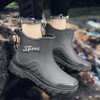Botas de lluvia para hombre, botas desnudas a la moda, zapatos antideslizantes para trabajo de Chef, zapatos de pesca de goma impermeables y duraderos, zapatillas de deporte para hombre 2023 - details 14