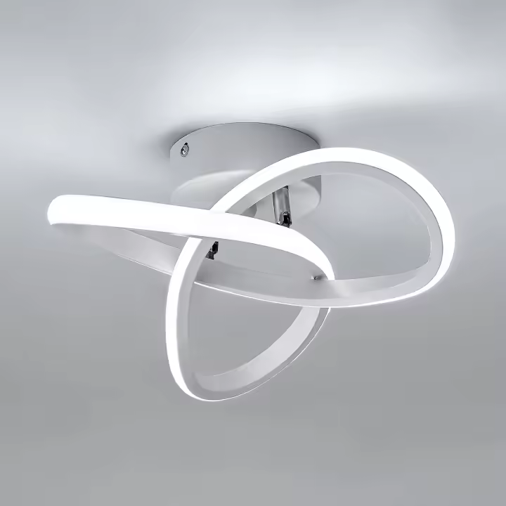 2PCS LED Lámpara de Techo Moderna 22W GOECO, Aluminio Blanco, 6500K Luz Blanca Fría, Iluminación Interior Nórdica para Sala de estar, Dormitorio, Comedor, 25*25*10 CM - 1