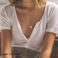 Delicado collar de gargantilla en capas, hecho a mano, chapado en oro de 14 quilates, collar con colgante en Y, collar de disco de barra multicapa, gargantilla de capas ajustable para mujer - details 3