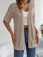 Cárdigan de punto elegante para mujer, a prueba de sol, camisetas huecas de manga corta para primavera y verano - details 22