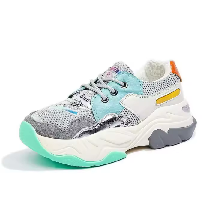 Modelo brillante tacones altos suela gruesa zapatos deportivos de mujer accesorios marca precio bajo - 1