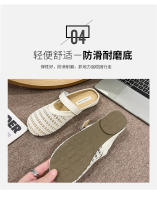 Verano casual ahuecado bolsa de un pedal zapatillas de mujer, nuevas zapatillas de plataforma plana con hebilla de cinturón, medias perezosas transpirables. - details 24